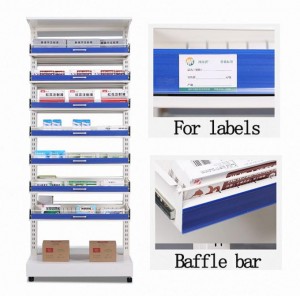 Estante de exposición médica de aceiro HG-057-Y-1 para estanterías de farmacias hospitalarias estante de almacenamento de farmacias