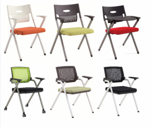 HG-103 Mobiliario de oficina de aceiro cómodo plegable, cadeiras de formación para reunións de oficina