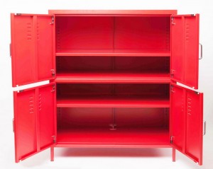 HG-4DX Красный 4-дверный металлический шкаф для обуви