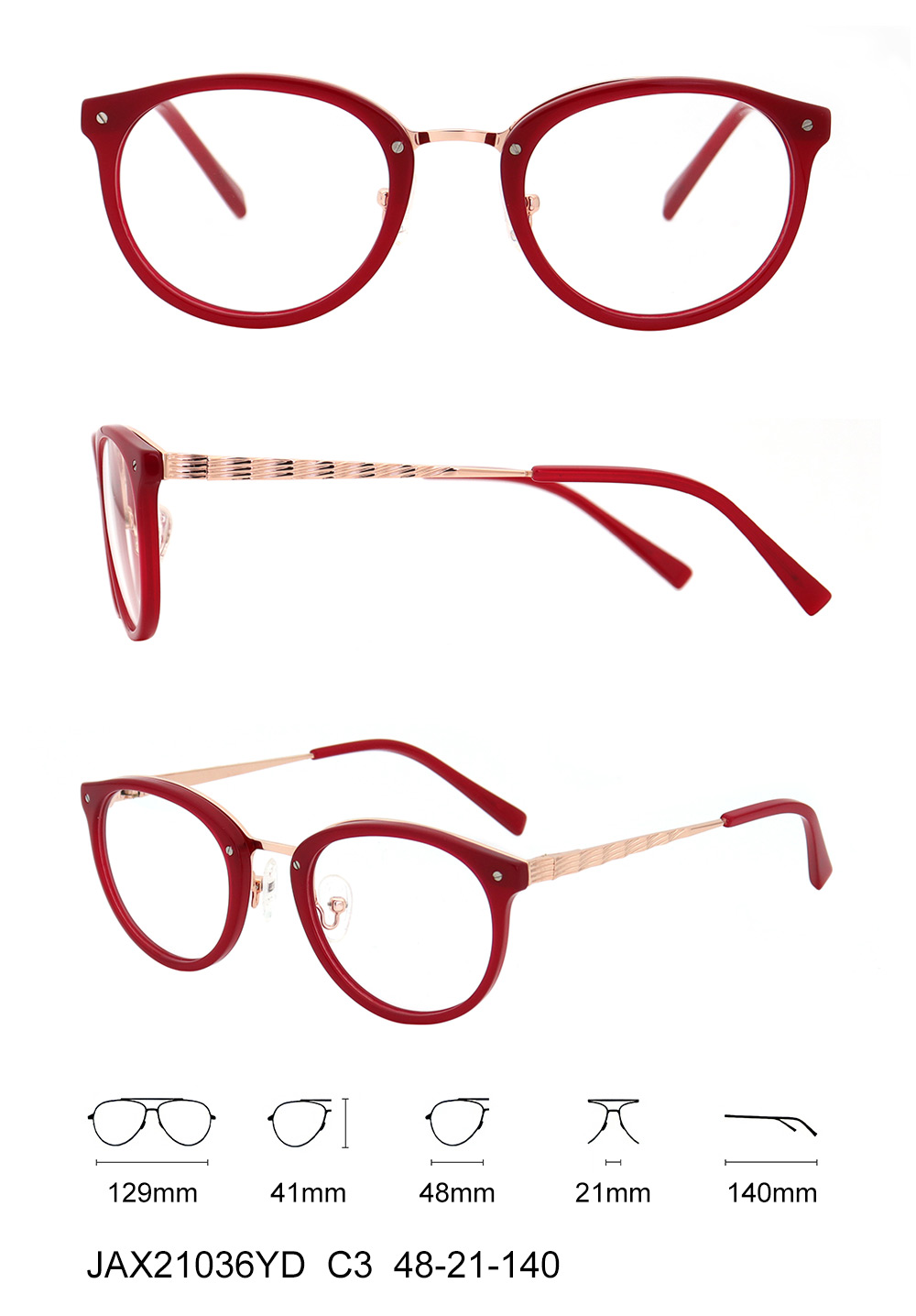 Fashion mixed material eyewear from classic style