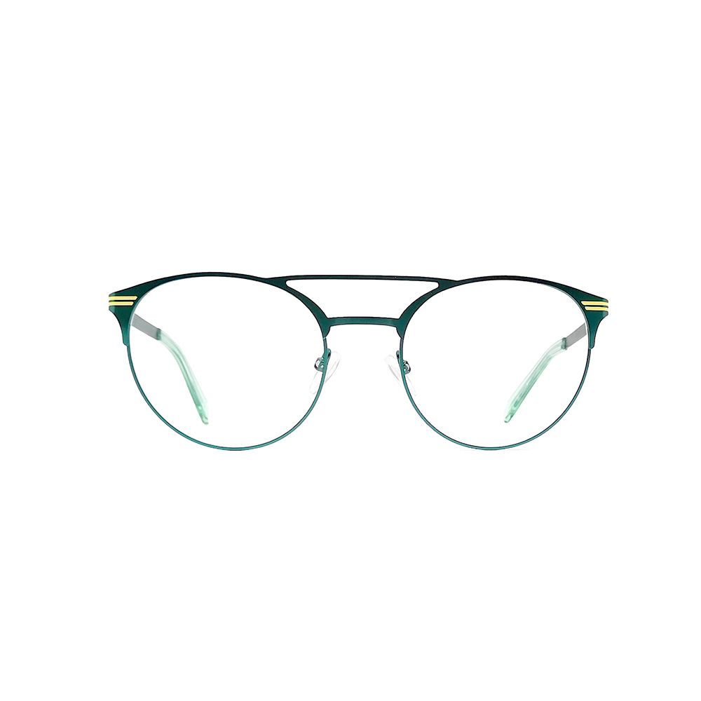 Women Optical Panto Eye Shape Double Bridge Metal Glasses
