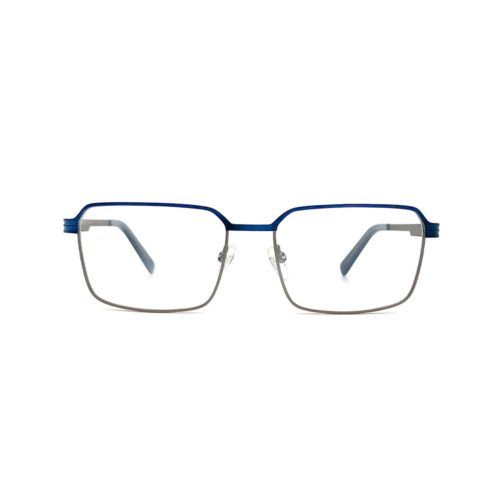 Men Rectangle Eyewear Shape In Two Tones Color Metal Eyeglasses