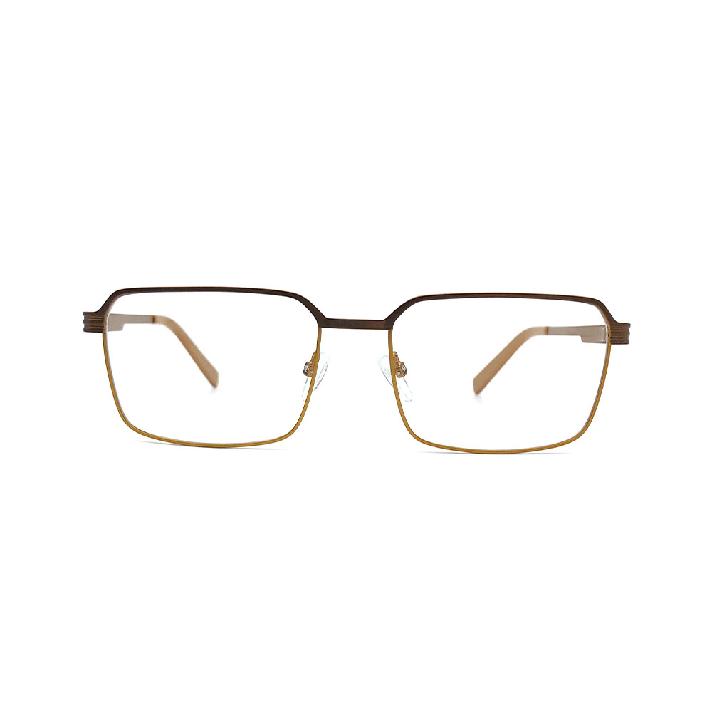 Men Rectangle Eyewear Shape In Two Tones Color Metal Eyeglasses