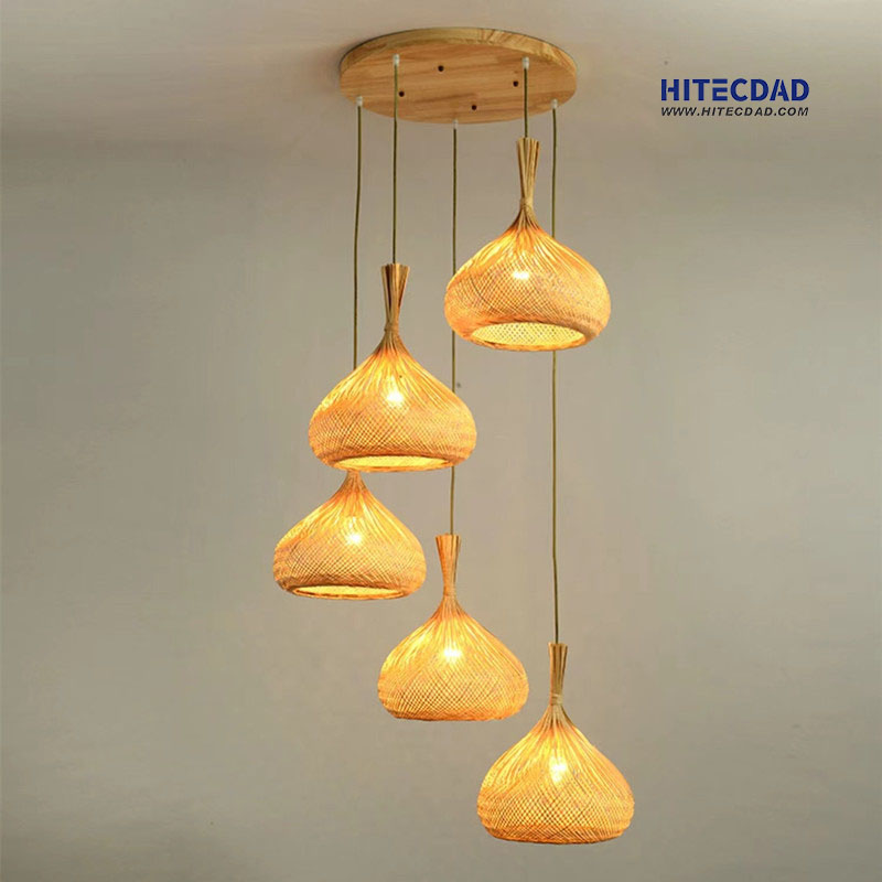 New Chinese Style Hot pot restaurant decoration bamboo woven lights