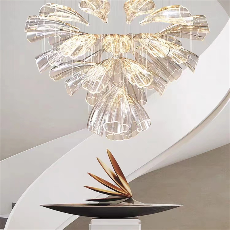Hotel lobby sand table banquet hall customized villa lamp petal creative art chandelier