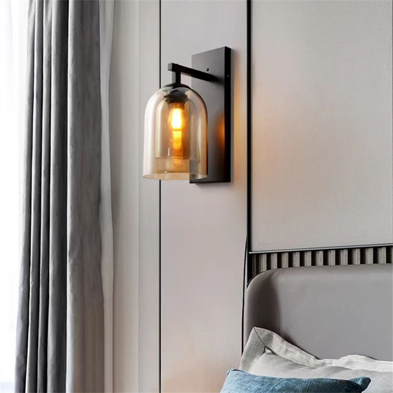 Modern Led E27 Wall Lamps Double Glass Wall Lamps Home Decor Bedside Wall Light