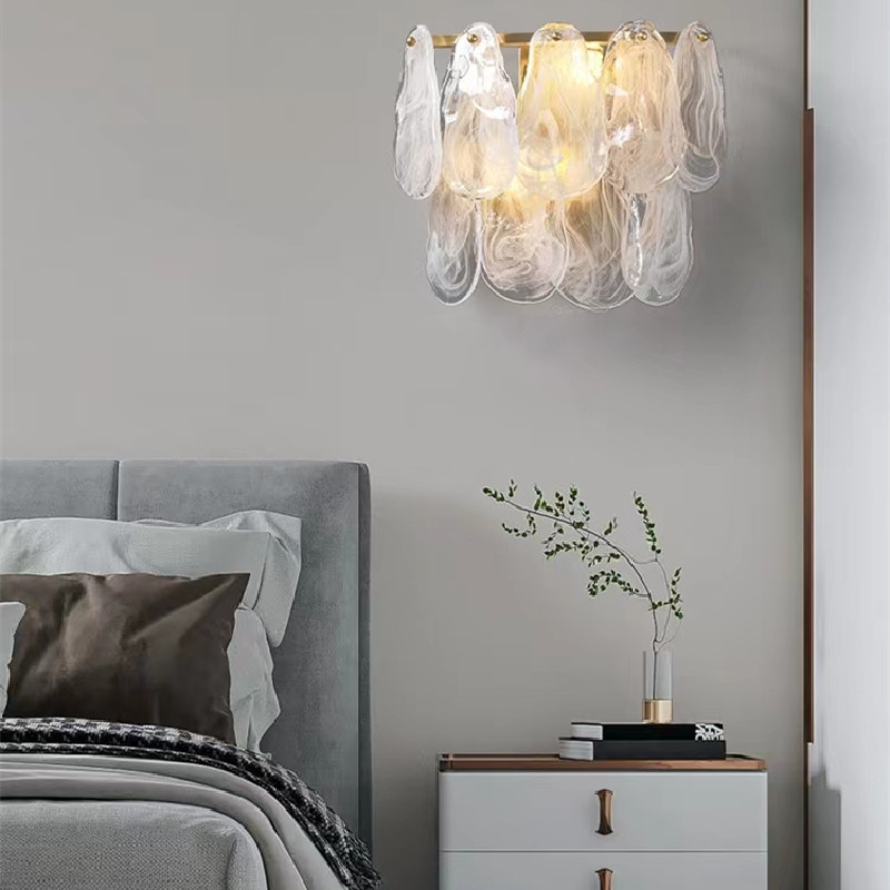Light luxury glass bedroom modern simple lamps creative living room crystal high-grade wall lamp