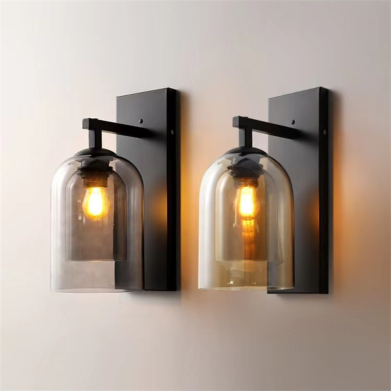Modern Led E27 Wall Lamps Double Glass Wall Lamps Home Decor Bedside Wall Light