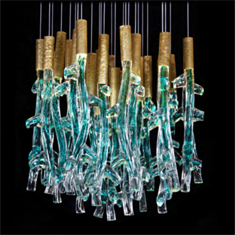 Modern staircase art glass living room crystal branch long chandelier