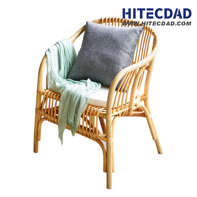 Countryside Leisure Simple Hotel Balcony Rattan Wooden Chair Lazy Chair for Living Room Bedroom Courtyard