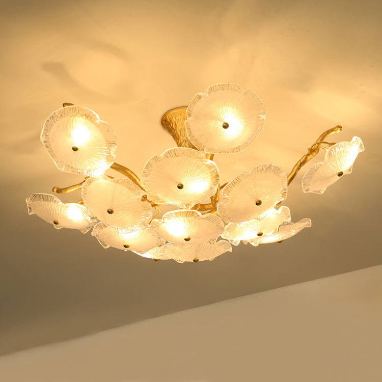 HITECDAD Short Stories Houses Living Room and Bedroom Cuprum Glass Ceiling Lamp Made by Handwork