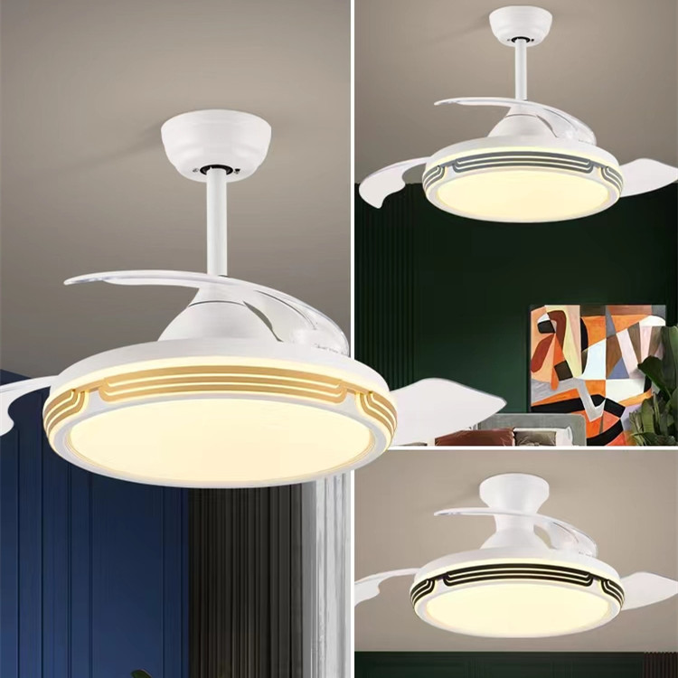 HITECDAD 42”Decoration Home fan light metal cover acrylic lampshade ceiling fan with LED light