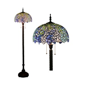 Wholesale Discount Copper Floor Light - HITECDAD Blue Wisteria Stained Glass Decorative Tiffany Floor Lamp – Hitecdad