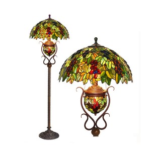 Quality Inspection for Iron Office Lighting - HITECDAD Handcraft Harvest Grape Stained Glass Tiffany Floor Lamp – Hitecdad