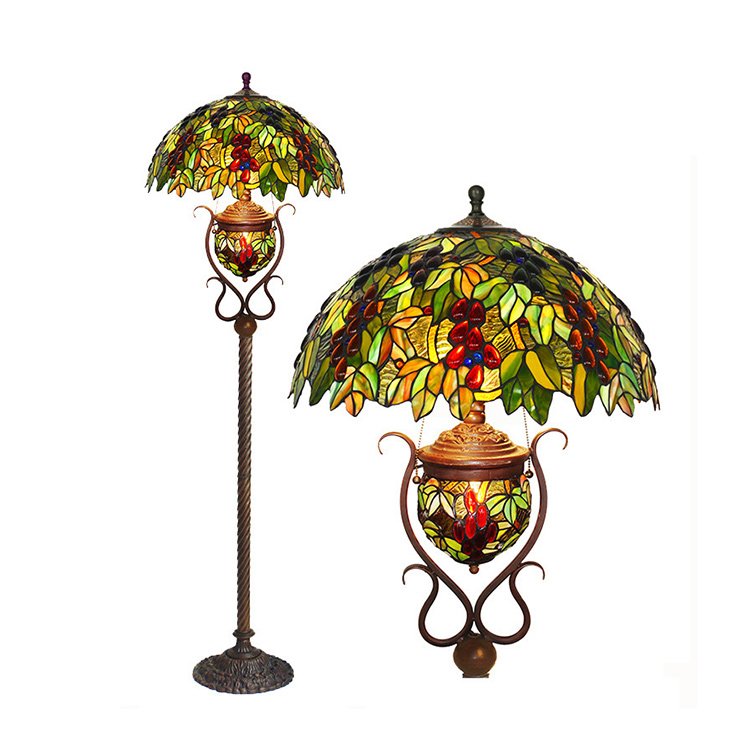 Renewable Design for Light Luxury Storage - HITECDAD Handcraft Harvest Grape Stained Glass Tiffany Floor Lamp – Hitecdad