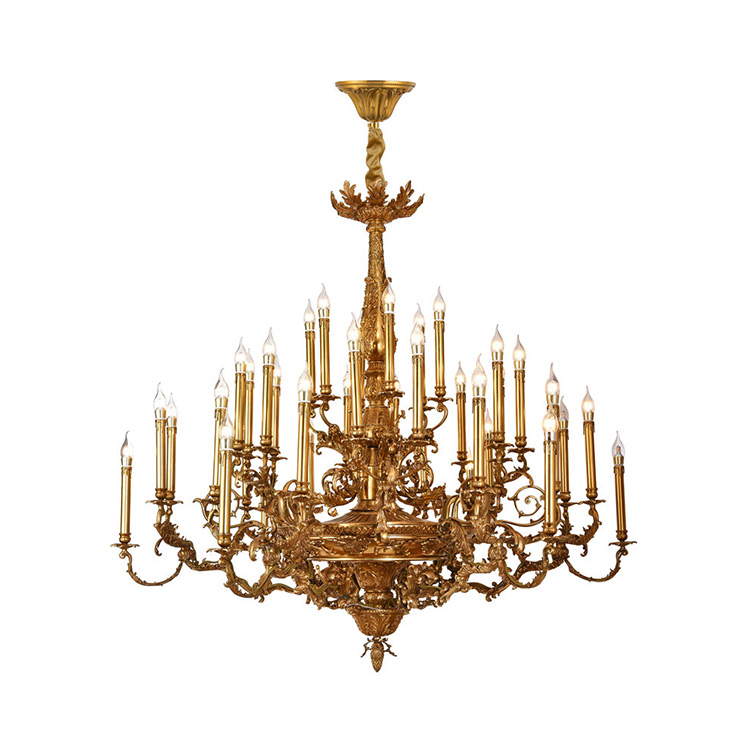 HITECDAD Vineyard Tail E14 LED Bulb Brass Chandelier Luxury Palace Lobby Decorative Light
