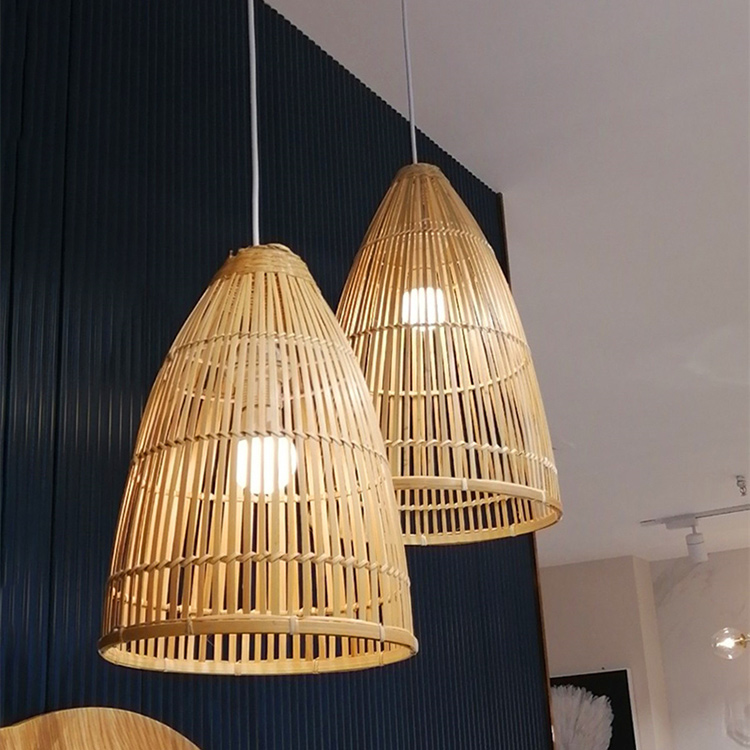 Hitecdad Retro Style E27 Bamboo Pendant Light for Living Room Bedroom Tea House