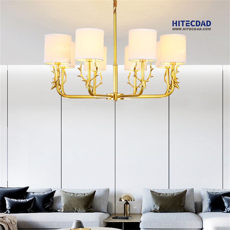 All copper American simple living room antler chandelier