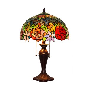 Factory Price Hotel Decorative Ceiling Light - HITECDAD Resin Red Rose Antique Tiffany Reading Desktop Lamp – Hitecdad