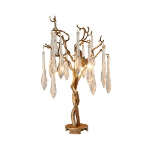 OEM/ODM China Gold Color Floor Light - Hitecdad Creative Tree Trunk Branch Shape Copper  Glass Table Light LED Raindrop Crystal Table Lamp for Bedroom – Hitecdad