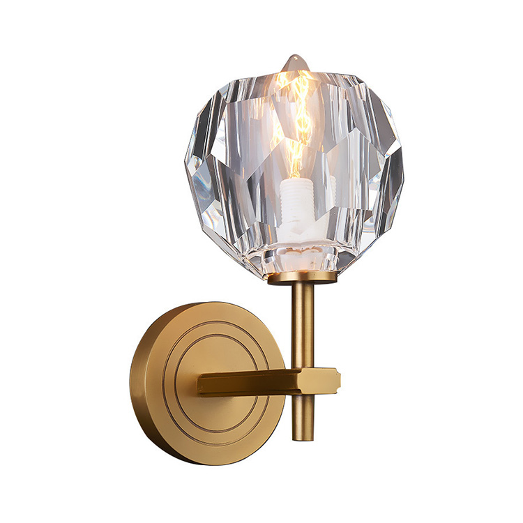 Rapid Delivery for Bamboo Floor Light - HITECDAD Modern Brass Crystal Ball Wall Mounted Sconce – Hitecdad