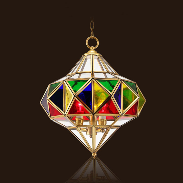 HITECDAD Glass Shade Arabic lamp retro lantern light luxury gold copper chandelier living room restaurant pendant light