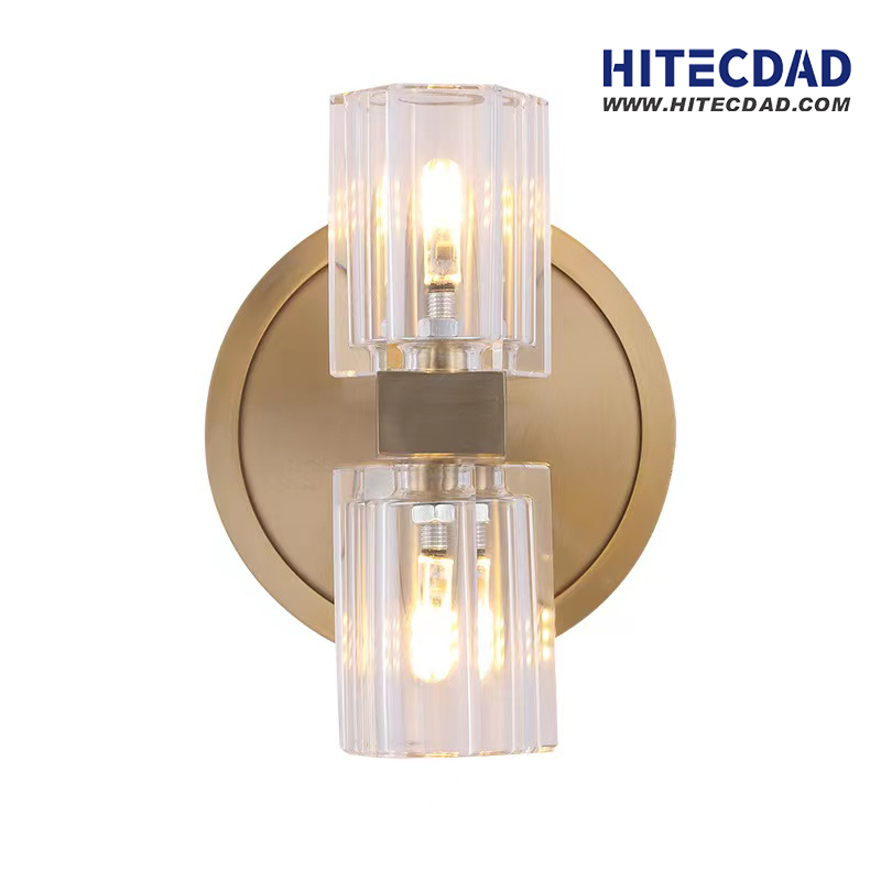 Light Luxury Simple All Brass K9 Living Room Crystal Wall Lamp