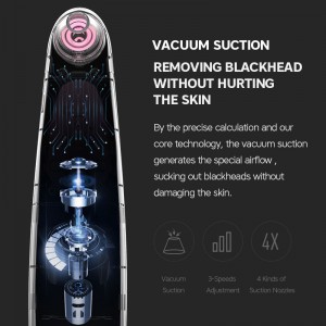 LS-021 USB Charge Beauty Nose Massager veido porų valiklis juodos galvos šalinimo skystųjų kristalų ekrano vakuuminis inkštirų valiklis