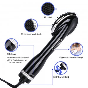 LS-019 Onic Function Hot Air brush Hair Dryer One Step Dryer Three Setting 360S wive Power Cored