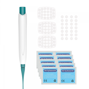 LS-D826 Kit de eliminación de etiquetas de piel 3 en 1 Pluma de eliminación de etiquetas de piel de 3 tamaños Eliminador de etiquetas de verrugas lunares de microbanda automática con hisopos de limpieza