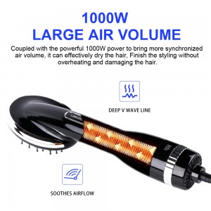 LS-019 Función ónica Cepillo de aire caliente Secador de cabello Secador de un paso Tres configuraciones 360S wivel Power Cored