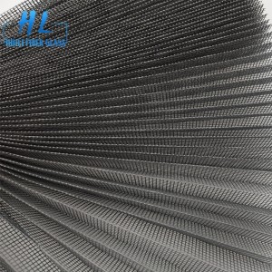 Grey Retractable Polyester Pleated Fly Screen Mesh for Window and Door