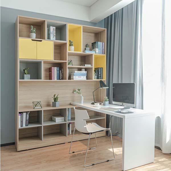 Large Book Wall Shelf With Desk GCJD015