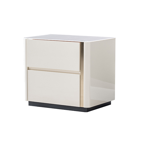 White And Gold Nightstand With 2 Drawers 79A401