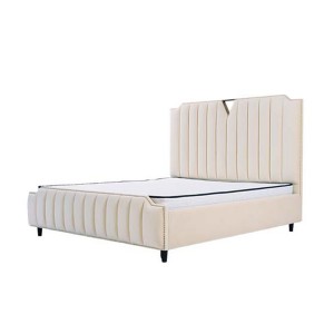 wholesale king size bedroom sets-chinese bedroom furniture sets-velvet bed beige | M&Z SC02029