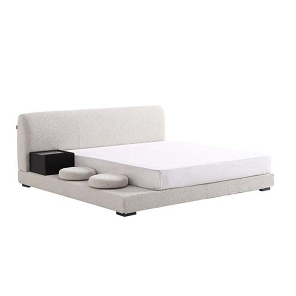 Fabric Tatami Platform Bed Frame With Nightstand & Cushion SC02045