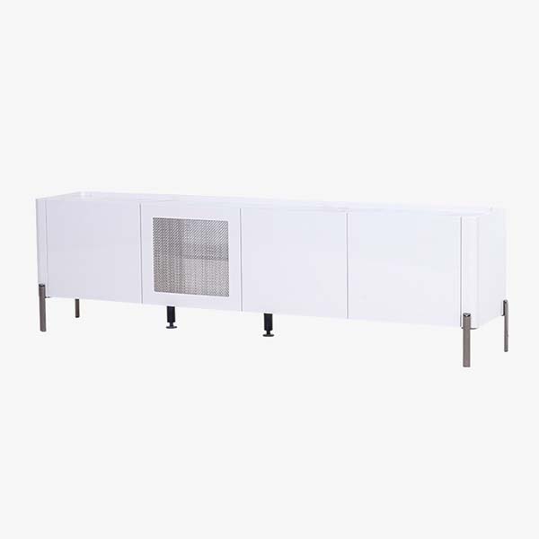 62C122 modern italian long lowboy 4 doors high-gloss white painted mdf storage meida record tv stand console table