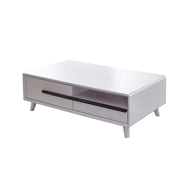 62C601 prompt delivery contemporarory rectangle tempered glass top 2 drawer high gloss white ecologically clean painted coffee table