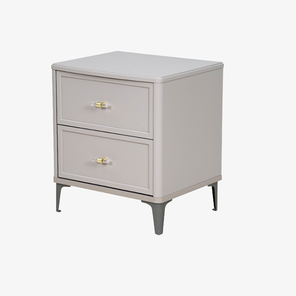 Matte Grey 2 Drawer Lacquer Nightstand 84A402