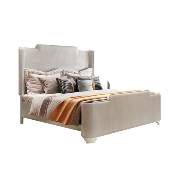 Elegant Luxurious Fabric Leather Wing Bed Frame With Headboard 85A101