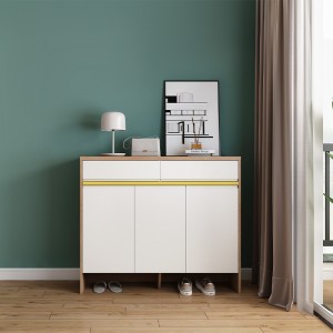 63E101 Cream White 3 Door 2 Drawer Lacquered Colorful Plywood MPB MDF Wooden Shoe Credenza Cabinet