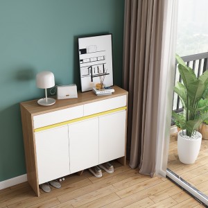 63E101 Cream White 3 Door 2 Drawer Lacquered Colorful Plywood MPB MDF Wooden Shoe Credenza Cabinet