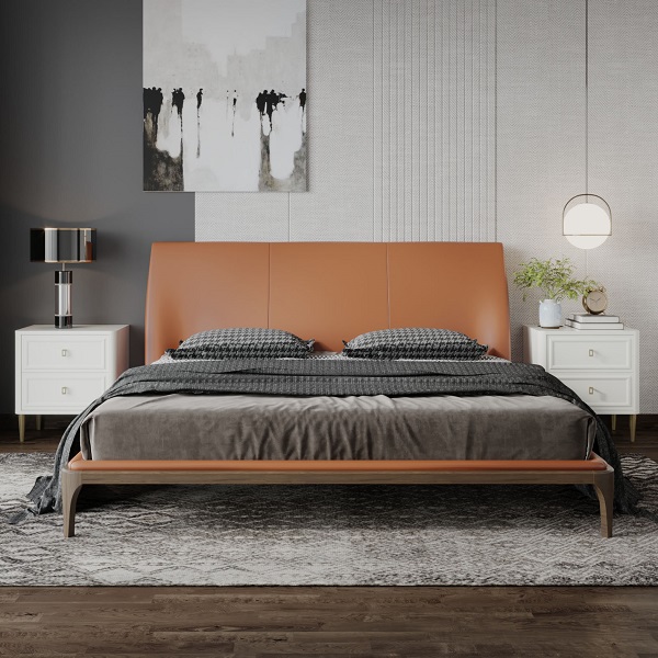 luxury leather upholstered beds-wholesale bed frames-China Bedroom Furniture Set king size bed oem upholstered headboard | M&Z SC03189