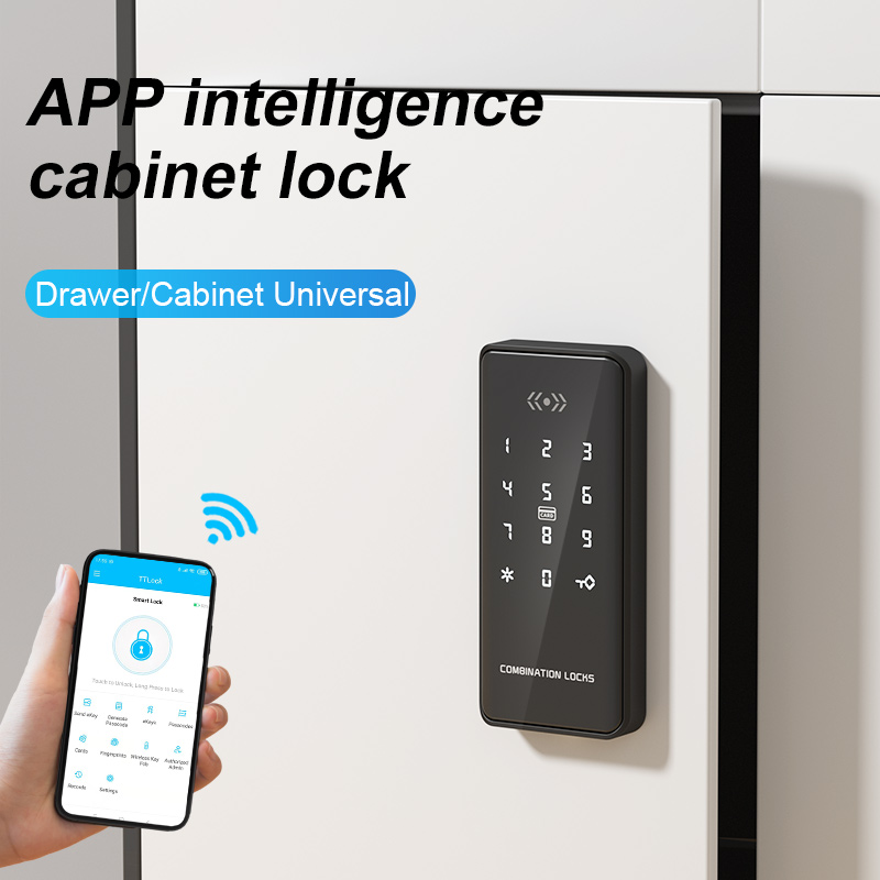 Keyless Cabinet Lock is Suitable for Home or Office Furniture FCC Certified wood drawer locker lock Featured Image