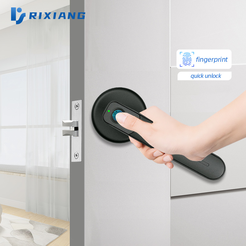 One Touch To Unlock Black Semiconductor Fingerprint Recognition Quickly Handle Smart Door Lock Featured Image