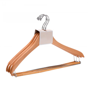 high quality cheap natural china wooden hanger clothes hanger lock with round bar