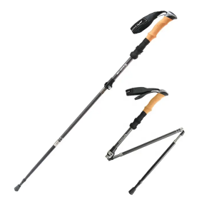 Outdoor 4-Section retractable foldable 3k carbon fiber Hiking trekking walking sticks poles with Quick