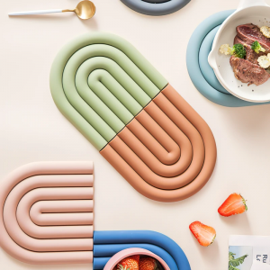 Nordic Modiran rainbow silicone mat pot mat heat insulation mat dining table mat heat resistant high temperature resistant coaster thickened and scalded