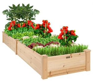 Outdoor Wooden Raised Garden Bed Planter for Vegetables Grass Lawn Yard
