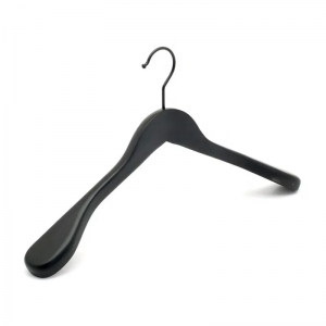 Clothing Hanger Custom LOGO Matt Black Wooden Brand Coat Suit Hangers for Clothes
